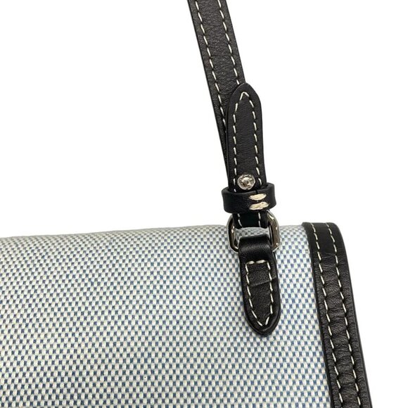 Burberry 8041255 Light Blue Black Canvas Leather Shoulder Bag - Picture 11 of 15